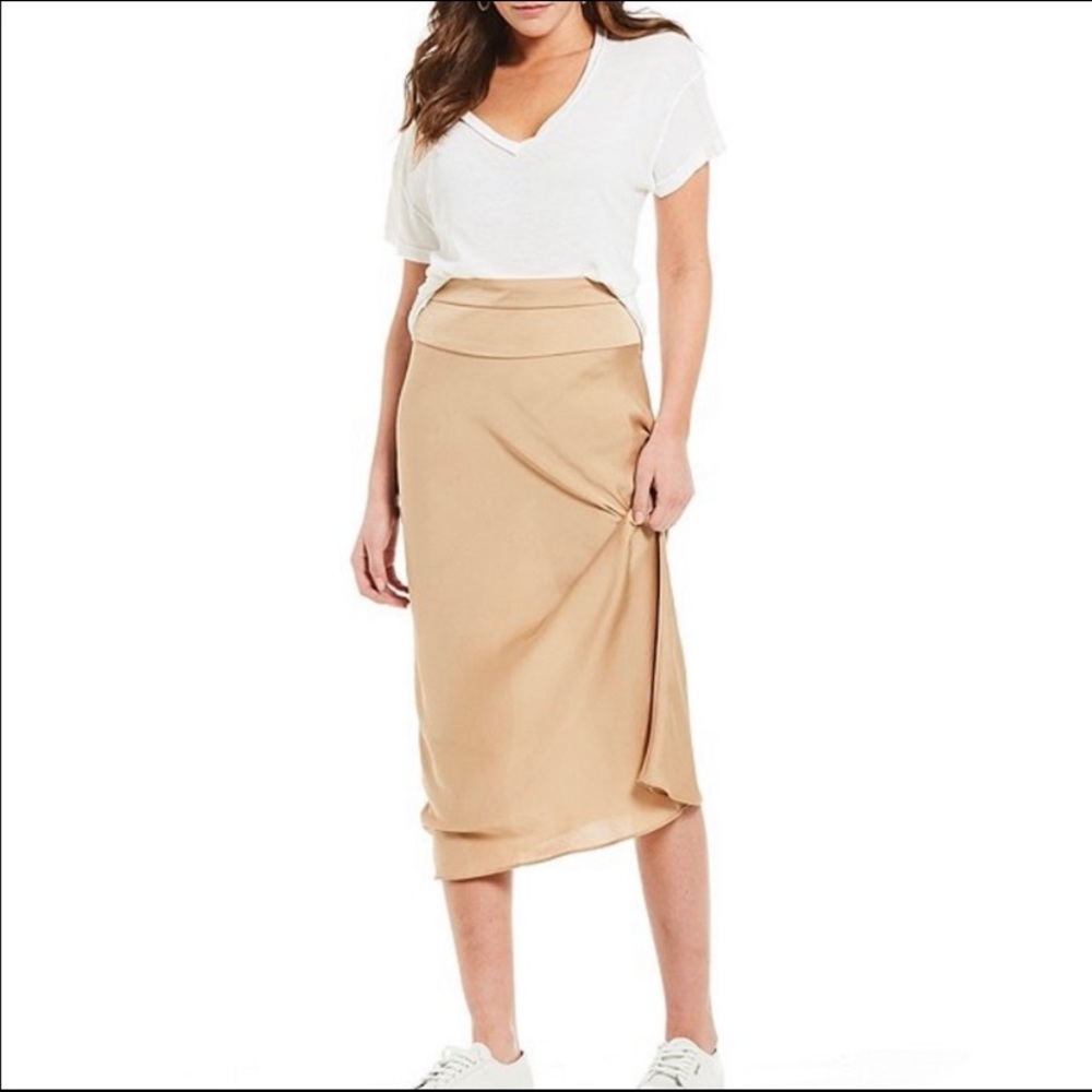 Free People Normani Bias Midi Skirt Beige/Nude